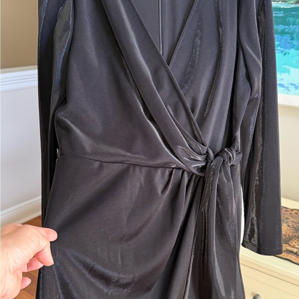 Julia Jordan Black Satin Wrap Robe